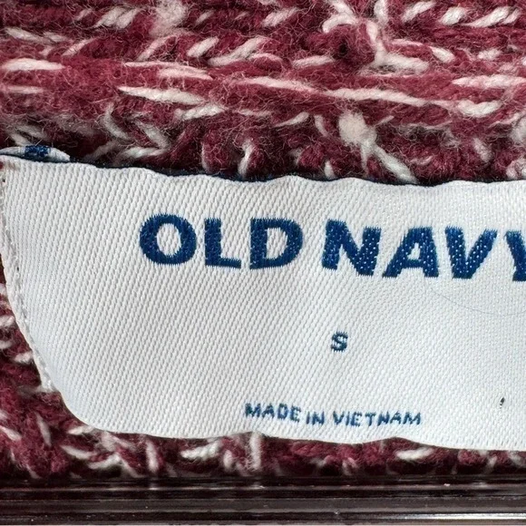 Old Navy Marled Pointelle Knit V Neck Crop Cardigan Sweater Burgundy Red Small - Picture 11 of 14